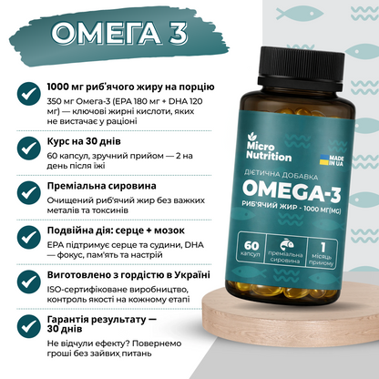 OMEGA-3 Риб'ячий жир 1000 мг – 60 капсул
