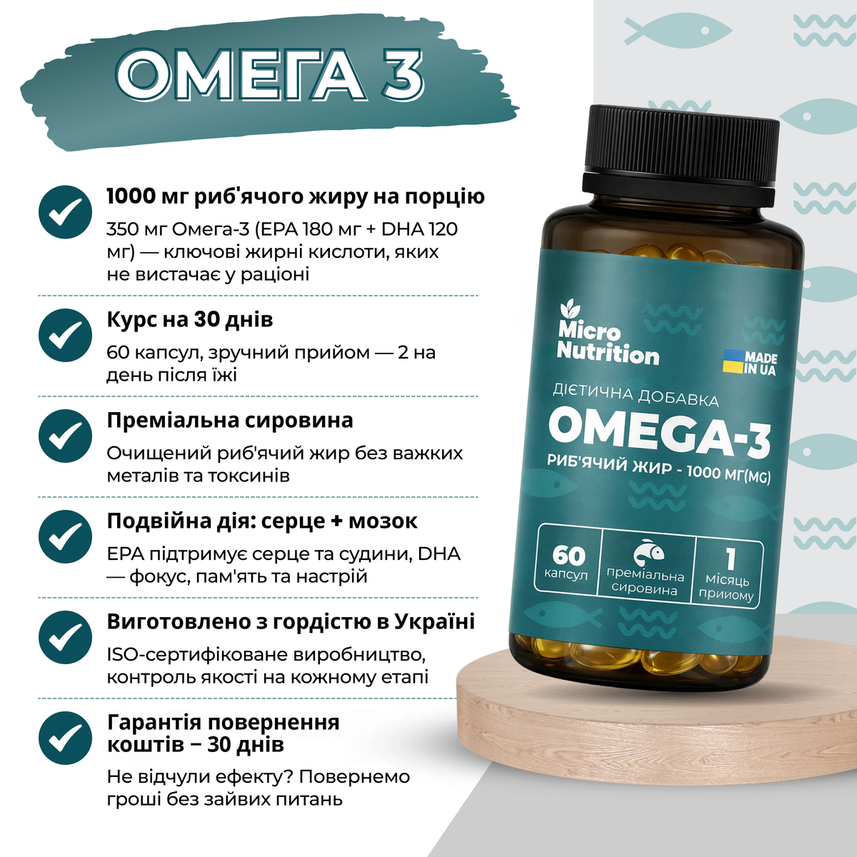 OMEGA-3 Риб'ячий жир 1000 мг – 60 капсул